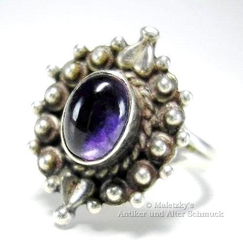 Echter violetter 0,75 ct Amethyst Ring Vintage 925er Sterling Silber 17,8 mm Gr. 56