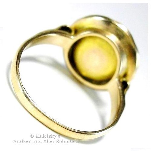 Art Déco um 1925 - Antiker 333er Gold Ring Koralle 8K Gelbgold 17,5 mm Gr. 55