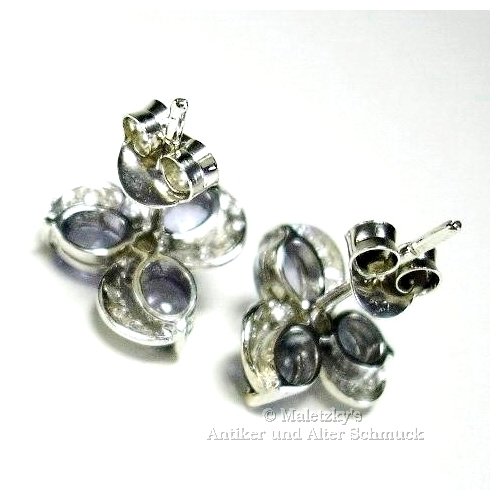 Süße "Propeller" Ohrstecker - Ohrringe mit echtem Tansanit & weißem Zirkonia 925 Silber