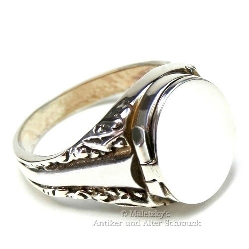 Antiker Herrenring mit Geheimfach - Art Déco Siegel & Medaillon Ring 835er Silber