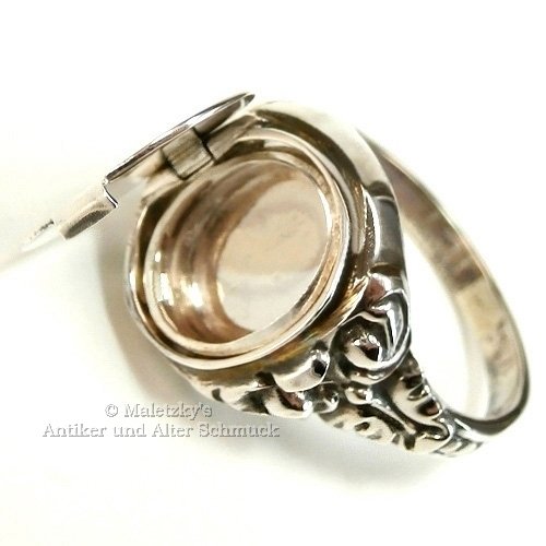 Art Déco Geheimfach Siegelring - Antiker Herren Ring mit Medaillon 830er Silber