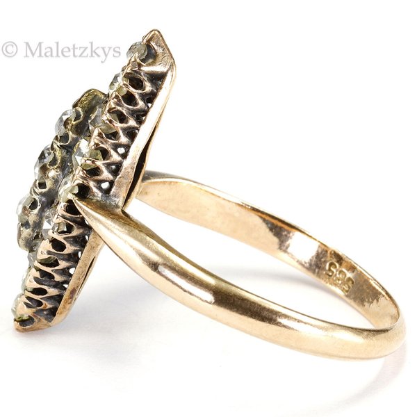 Antiker Diamant Ring um 1890 aus 585er Gold mit 0,8 ct Diamanten 17,2 mm Gr. 54