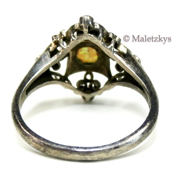Vollopal & Perlchen - 925er Silber Ring mit Opal & Perlen 17,2 mm Gr. 54