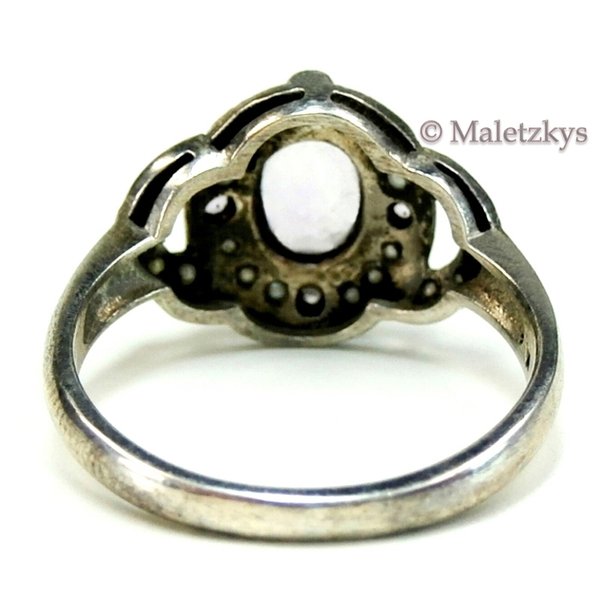 Ring mit echtem Amethyst & Perlen 925er Silber Saatperlen 17,2 mm Gr. 54