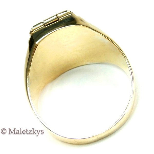Großer Art Déco Geheimfach Siegel Ring Medaillon Gold Silber Herren 23 mm Gr. 72