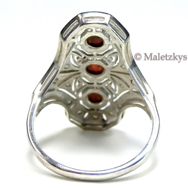 Opale & Saatperlen - 925er Silber Ring mit Opal & Perlen 16,8 mm Gr. 53