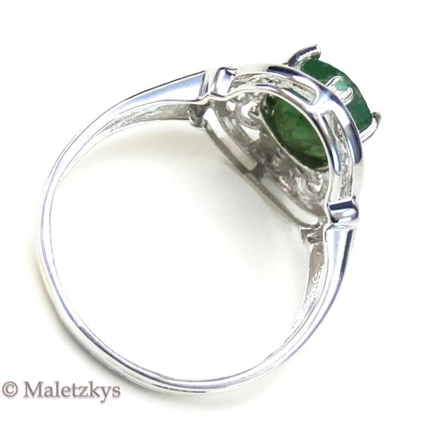 2,0 ct echter Smaragd Ring aus 925er Silber 17,8 mm Gr. 56 Sterlingsilber