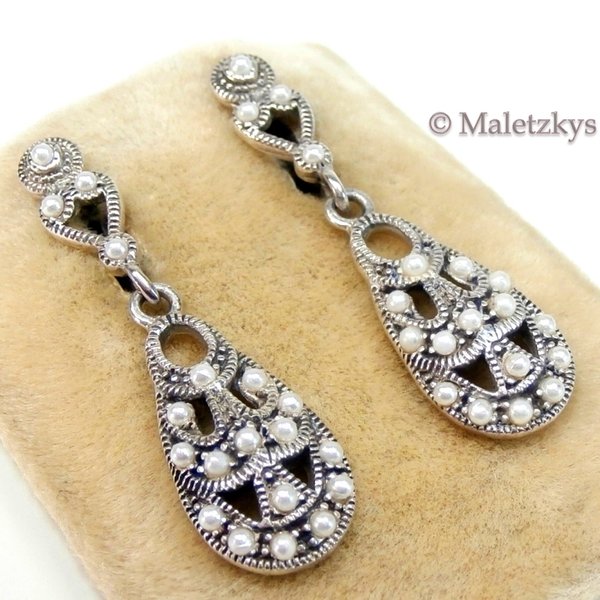 Ohrringe mit Perlen aus 925er Silber Ohrstecker Sterlingsilber Ohrhänger