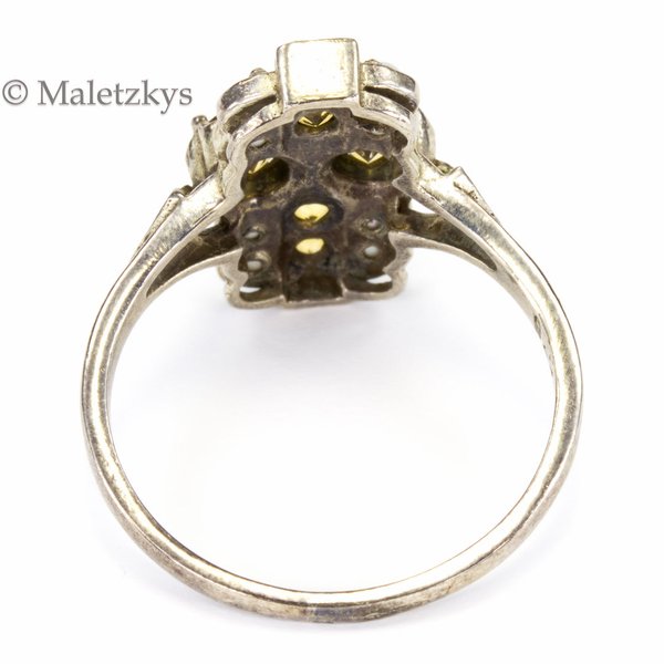 Citrine & Perlen - Echter Citrin Ring mit Saatperlen 925er Silber 17,2 mm Gr. 54