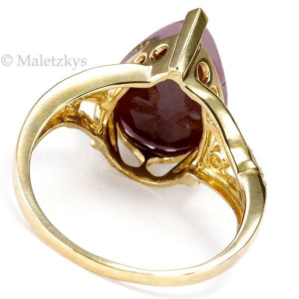 Moderner Ring 10K Gold 6,13 ct Rubin & Diamanten 416er Gelbgold 17,5 mm Gr. 55
