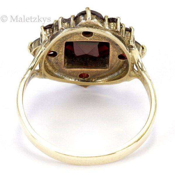 Antiker Ring 20er Jahre 333er Gold 1,5 ct Granat 8K Gelbgold 16,5 mm Gr. 52
