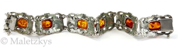 Gold der Ostsee - Altes Armband Bernstein 835er Silber Art Déco 30er Jahre