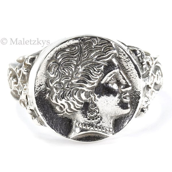 Griechische Nymphe - Vintage Siegelring Herren Ring Silber BAS Blachian 22,6 mm Gr. 71