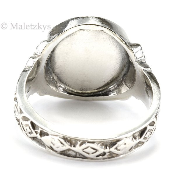 Griechische Nymphe - Vintage Siegelring Herren Ring Silber BAS Blachian 22,6 mm Gr. 71