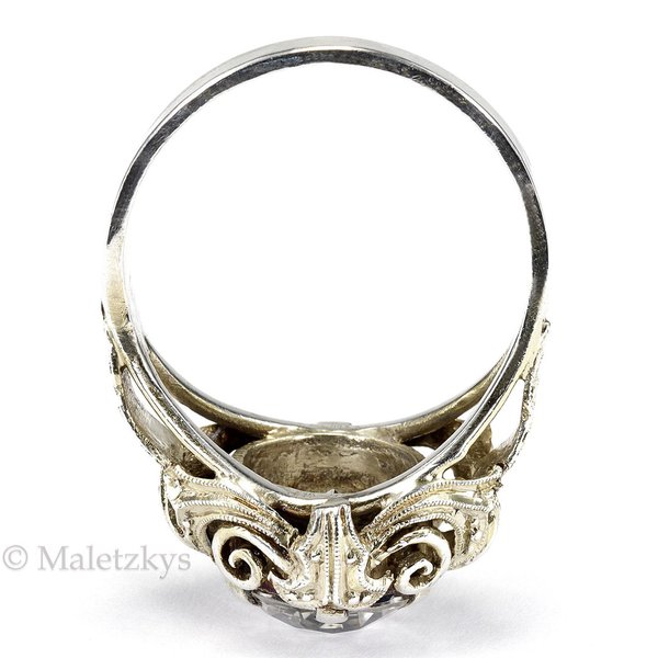 Art Déco der 30er Jahre - Antiker Ring Silber weißer Spinell 19,4 mm Gr. 61