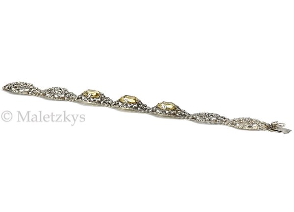 Art Déco der 30er Jahre - Altes breites Armband 12,7 ct Citrin 800er Silber