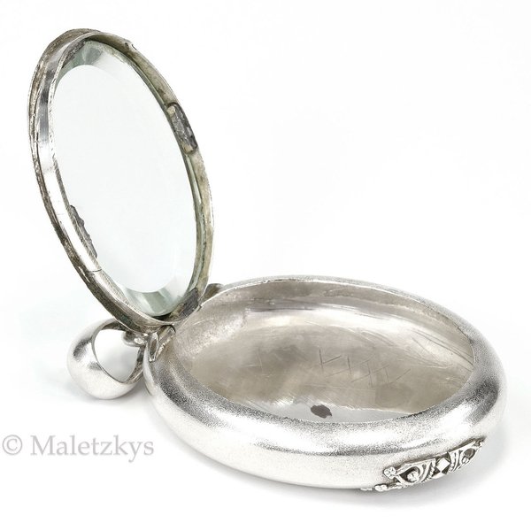 Historismus um 1860 - Großes antikes Medaillon Silber Originalglas alter Anhänger