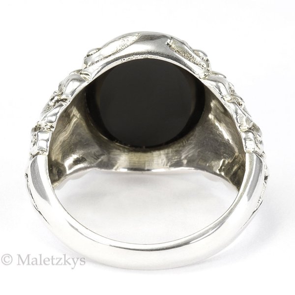 Antiker Ring Art Déco Herrenring Onyx 835er Silber Achat 19,4 mm Gr. 61