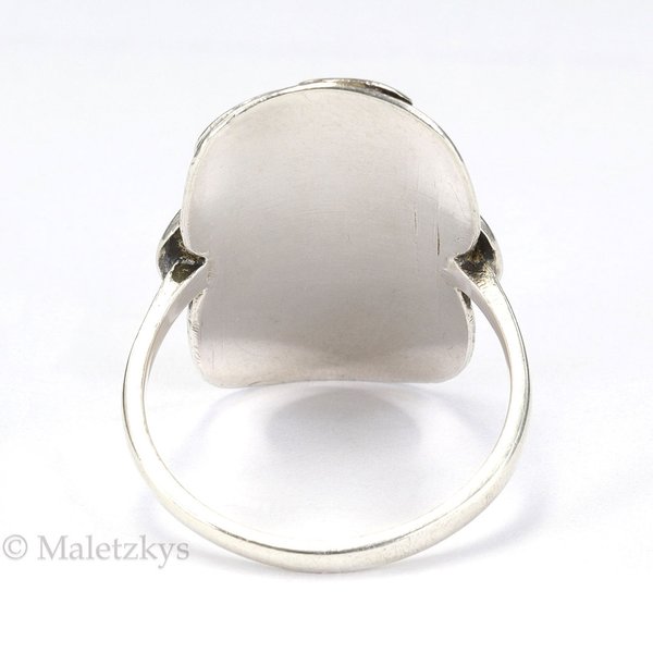 Handarbeit um 1920 - Antiker Ring 900er Silber Koralle 18,4 mm Gr. 58 Unikat