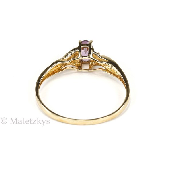 Amethyst & Diamanten - 10K Gold Ring 416er Gelbgold Vorsteckring 17,5 mm Gr. 55