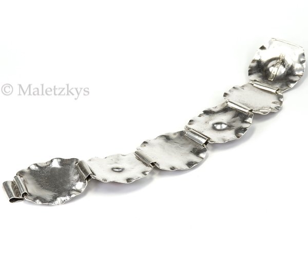 Geschmiedetes Unikat um 1930 - Breites antikes Armband 835er Silber Koralle Art Déco