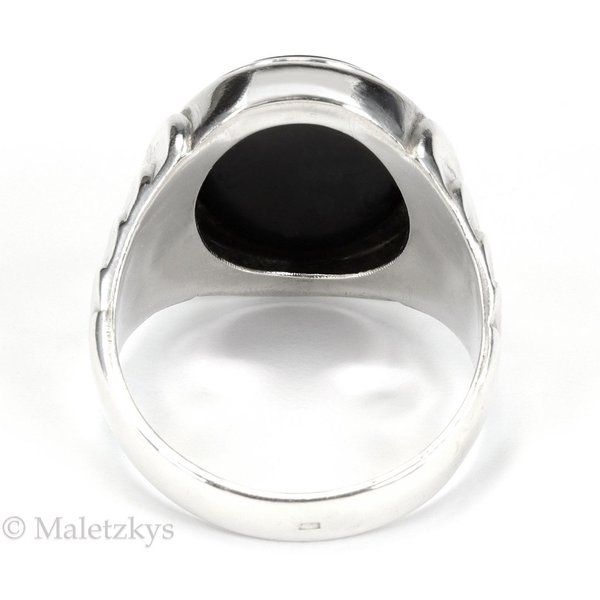 Art Déco um 1930 - Antiker Herrenring Onyx 835er Silber Ring Achat 19,4 mm Gr. 61